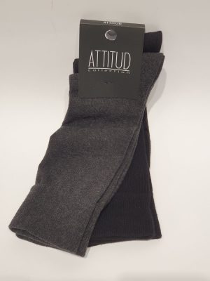 Accessoire Chaussettes Duo Jersey Coton Gris Fonce