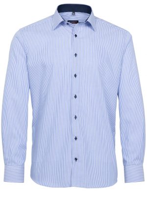 Chemise Manches Longues Ville Rayure Baton Bleu Royal Bleu Moyen