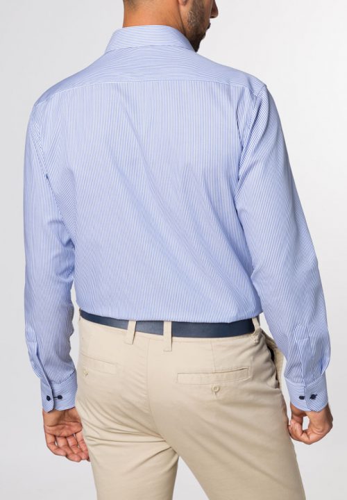 Chemise Manches Longues Ville Rayure Baton Bleu Royal Bleu Moyen – Image 6