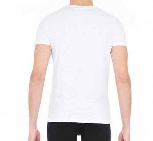 T-shirt Manches Courtes Coton Elasthane V Uni Blanc – Image 2