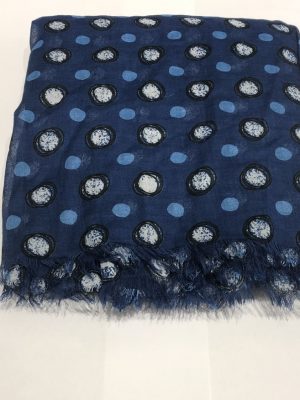 Accessoire Echarpe Coton Ronds Bleu Moyen