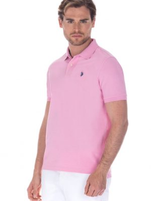 Polo Manches Courtes Pique Uni Rose Clair