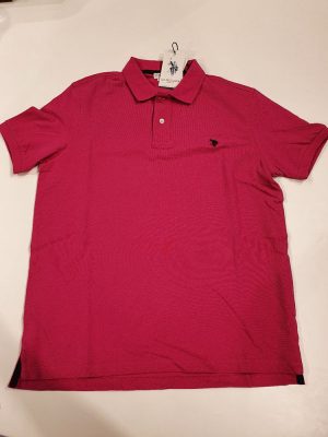 Polo Manches Courtes Pique Uni Rose Moyen
