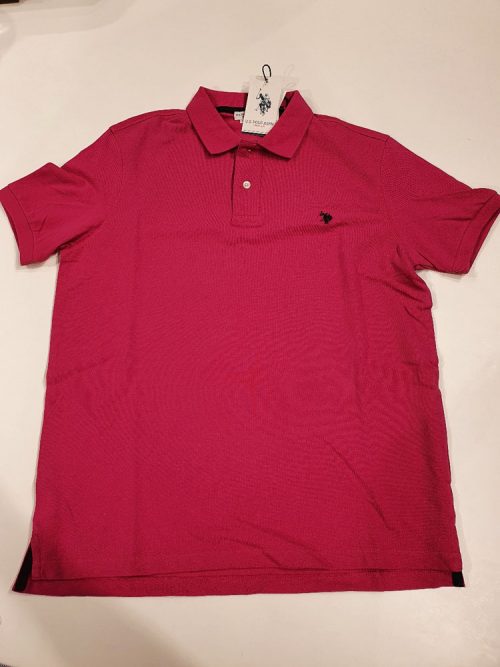 Polo Manches Courtes Pique Uni Rose Moyen