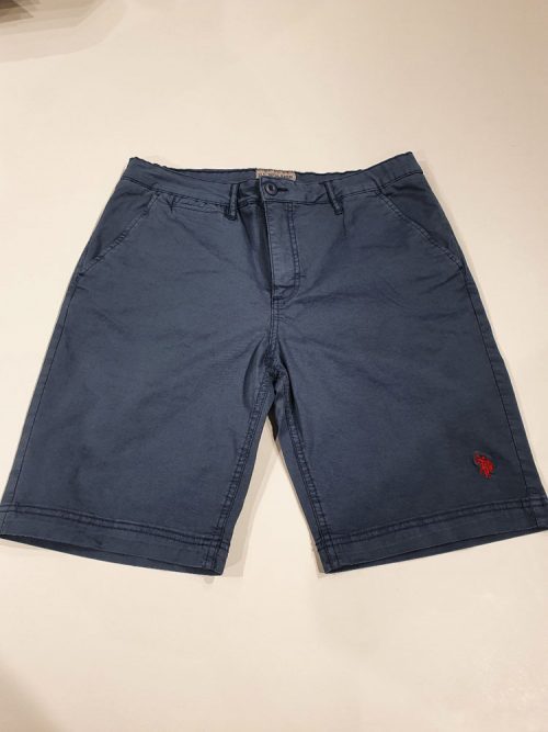 Pantalon Bermuda  Coton Droit Bleu Moyen