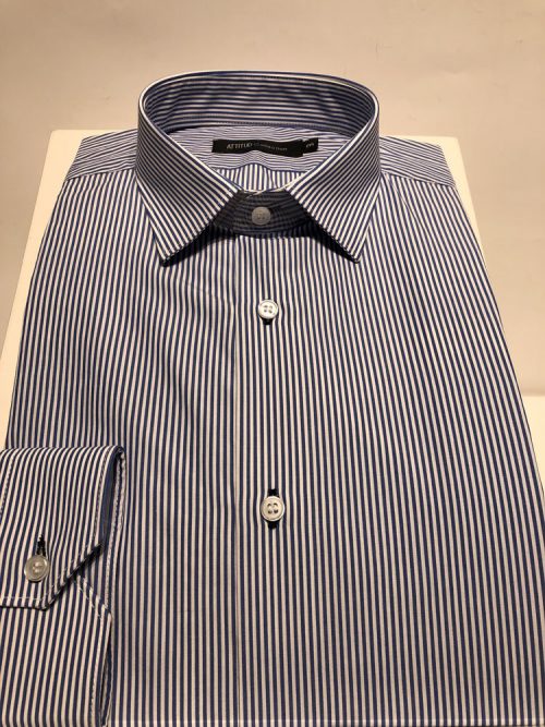 Chemise Manches Longues Ville Rayure Baton Bleu Moyen
