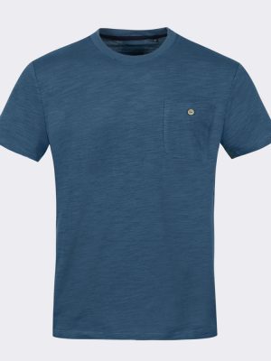 T-shirt Manches Courtes Chine Poche Bleu Clair