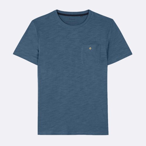 T-shirt Manches Courtes Chine Poche Bleu Clair – Image 2