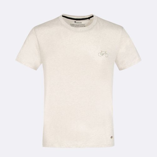 T-shirt Manches Courtes Chine Broderie Velo Beige Clair