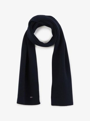Accessoire Echarpe Cheche Rayure Bleu Fonce