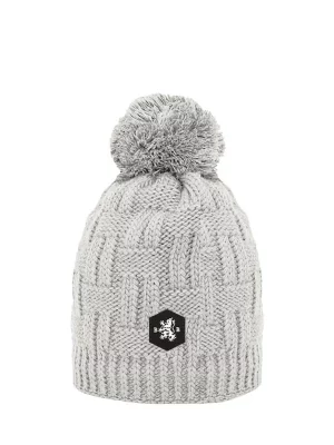 Accessoire Bonnet Fant Tricot Pompon Gris Clair