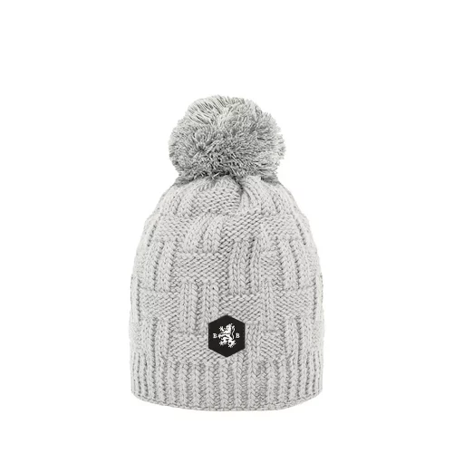 Accessoire Bonnet Fant Tricot Pompon Gris Clair