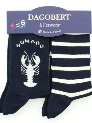 Accessoire Chaussettes Lot 4 = 6 Bleu Fonce