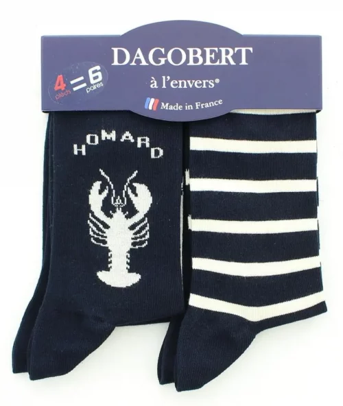 Accessoire Chaussettes Lot 4 = 6 Bleu Fonce