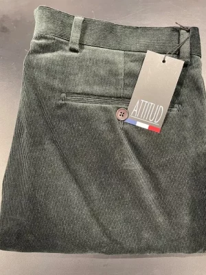 Pantalon Velours Velours 1000 Raies Hamilton Vert Fonce