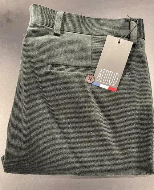 Pantalon Velours Velours 1000 Raies Hamilton Vert Fonce