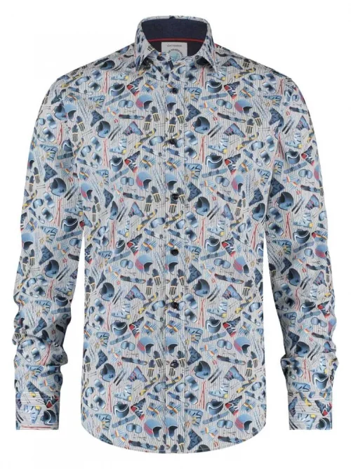 Chemise Manches Longues Sport Imp Ski Fond Rayures Bleu Moyen
