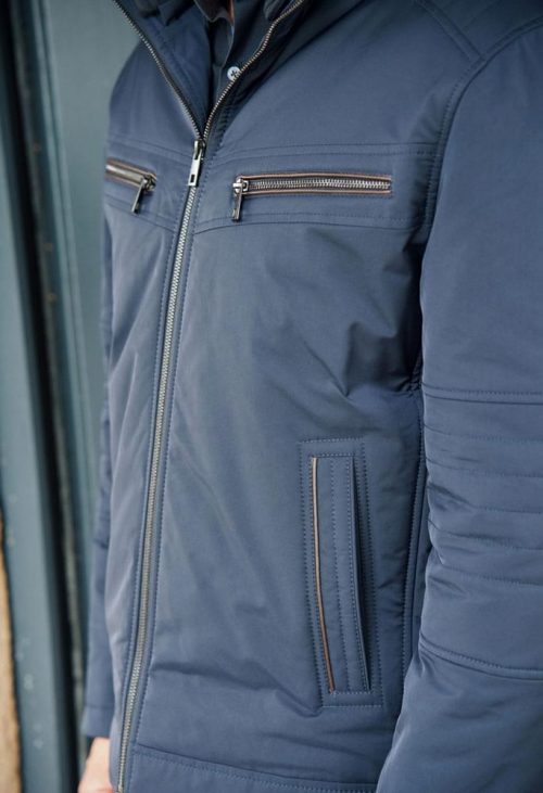 Grosse Piece Blouson Court Nylon Bleu Fonce