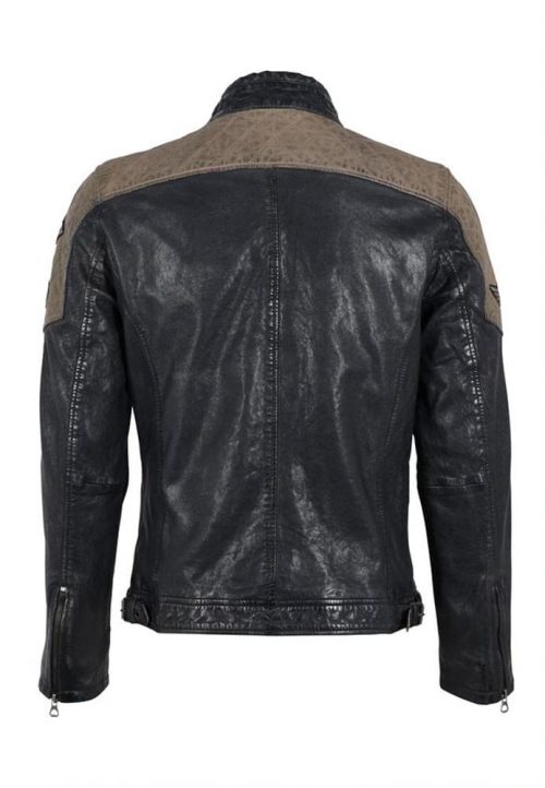 Cuir Blouson Motard Gris Fonce – Image 2