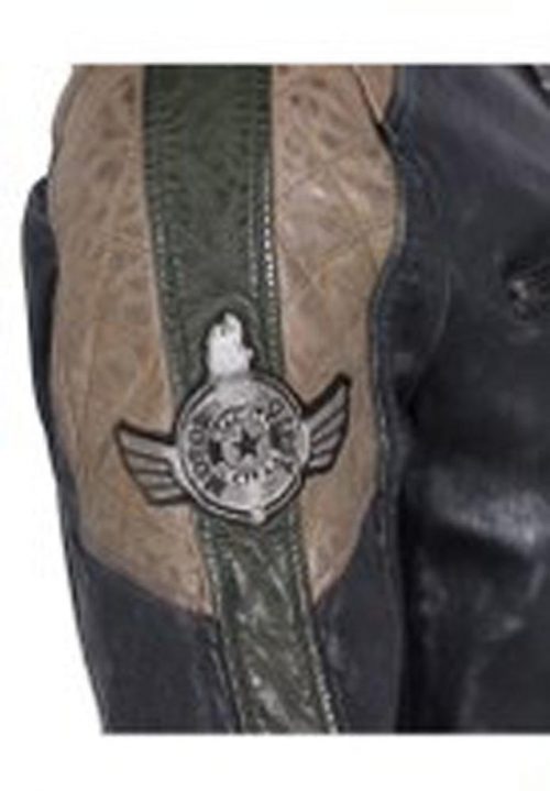 Cuir Blouson Motard Gris Fonce – Image 4