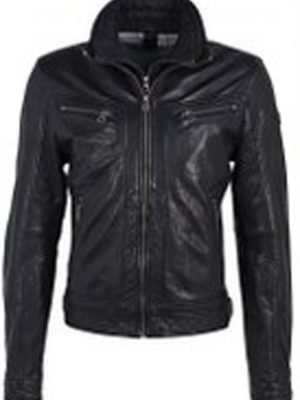 Cuir Blouson Agneau Parment Amo Noir Fonce