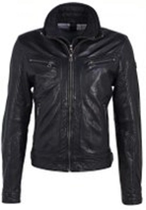 Cuir Blouson Agneau Parment Amo Noir Fonce