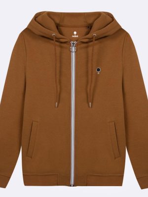 Gilet Manches Longues Molleton Zip Beige Moyen