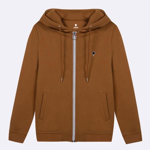 Gilet Manches Longues Molleton Zip Beige Moyen