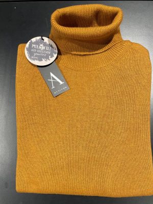 Pull Col Roule Laine & Cach Uni Orange Moyen