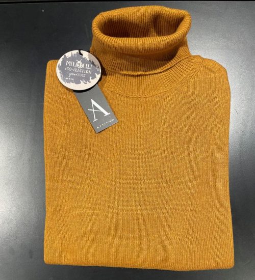 Pull Col Roule Laine & Cach Uni Orange Moyen