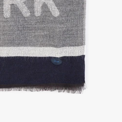 Accessoire Echarpe Tisse Rayure + Logo Bleu Moyen – Image 3