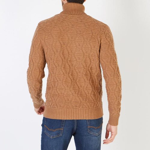Pull Col Rond Tricolore Beige Moyen – Image 2