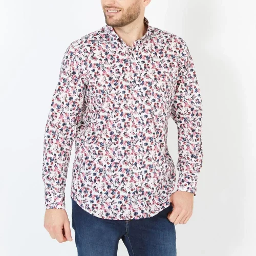Chemise Manches Longues Sport Imp Fleurs Rose Rose Moyen