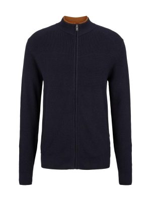 Gilet Manches Longues Fant Tricot Zip Bleu Fonce