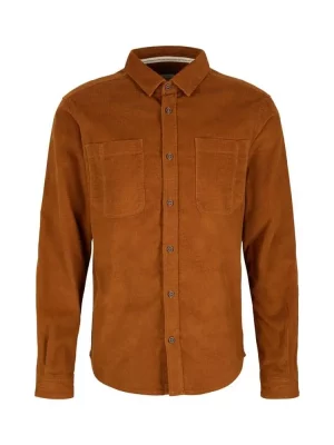 Chemise Manches Longues Sport Velours 1000 Raies Beige Moyen