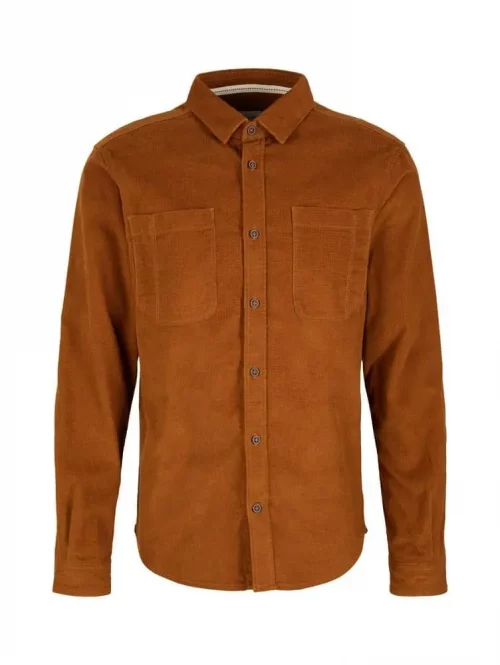 Chemise Manches Longues Sport Velours 1000 Raies Beige Moyen