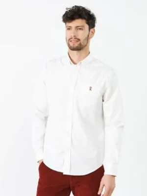 Chemise Manches Longues Sport Gabardine Lyocell Lavee Blanc