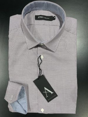 Chemise Manches Longues Ville Jacquard Alveole Rouge Fonce