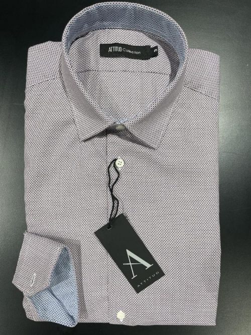 Chemise Manches Longues Ville Jacquard Alveole Rouge Fonce