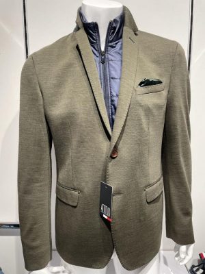 Veste Ville Maille Double Face Kaki Fonce
