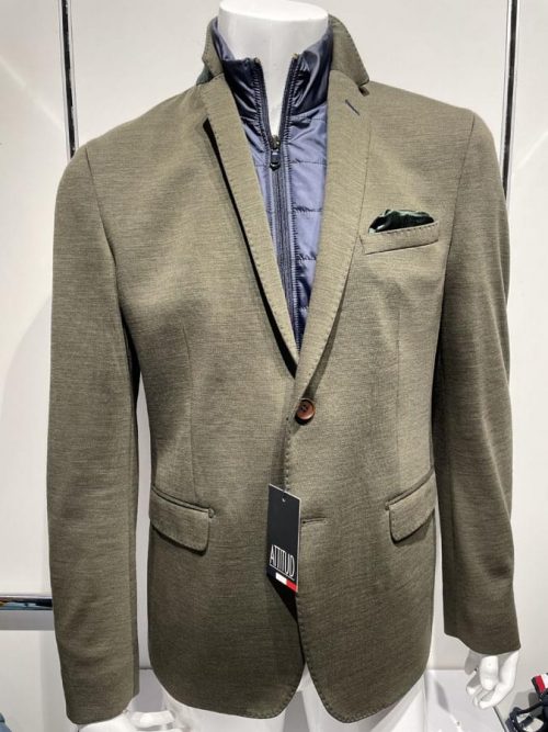 Veste Ville Maille Double Face Kaki Fonce
