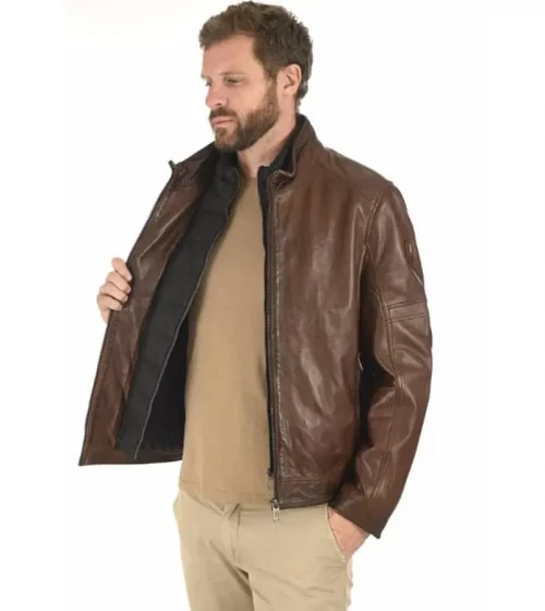 Cuir Blouson Agneau Parment Amo Beige Moyen – Image 3