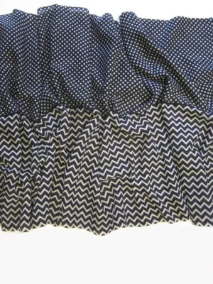 Accessoire Echarpe Laine Pois + Zigzag Bleu Fonce