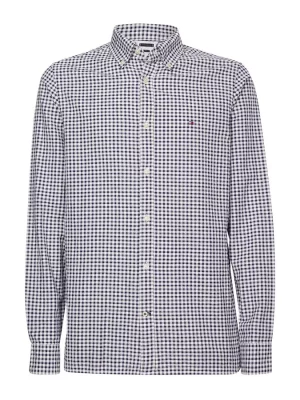 Chemise Manches Longues Sport Vichy Bleu Fonce