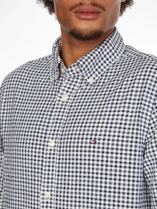 Chemise Manches Longues Sport Vichy Bleu Fonce – Image 3