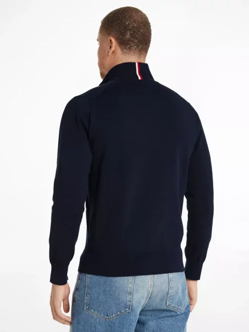Pull Col Cheminee 1/2 Zip Jersey Bleu Fonce – Image 2