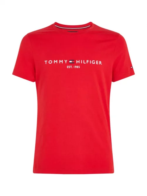 T-shirt Manches Courtes Broderie Tommy Rouge Moyen