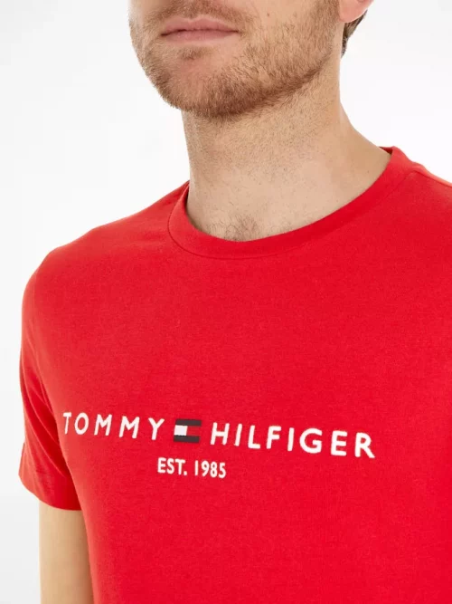 T-shirt Manches Courtes Broderie Tommy Rouge Moyen – Image 4