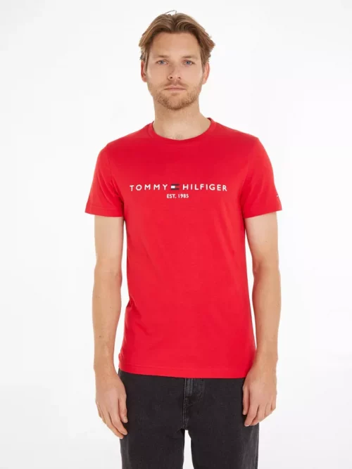 T-shirt Manches Courtes Broderie Tommy Rouge Moyen – Image 5
