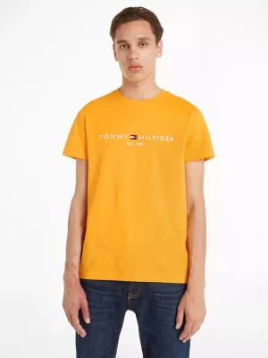 T-shirt Manches Courtes Broderie Tommy Jaune Moyen